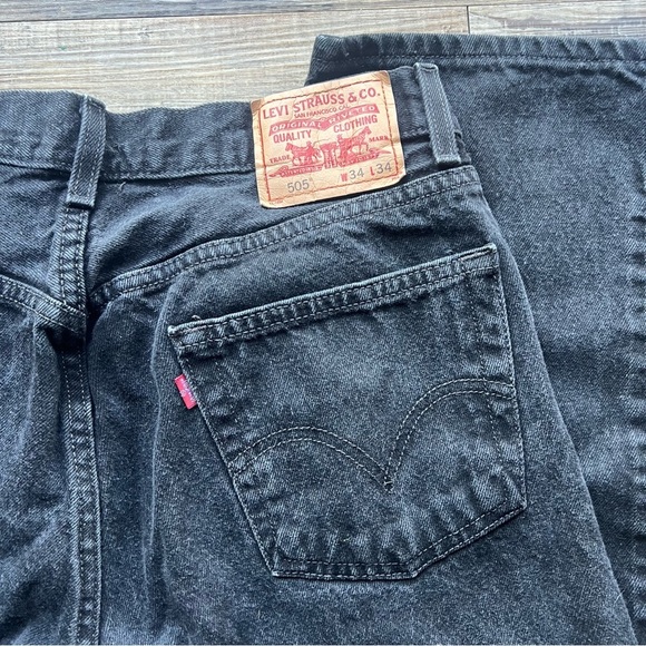 Levi's Mens 505 Regular Fit Black Denim Jeans Straight Leg Y2K Vtg Size 34x34 - Picture 9 of 9